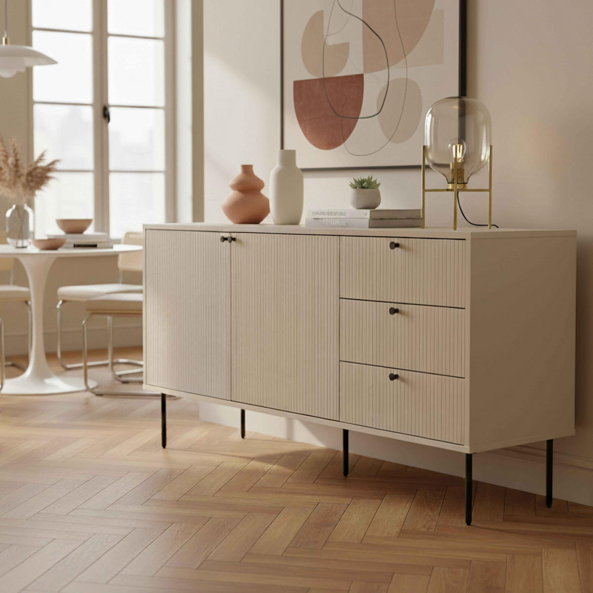 SIDEBOARD 150 cm, Beige - Beige, Holz (40/75/150cm) - Oviala