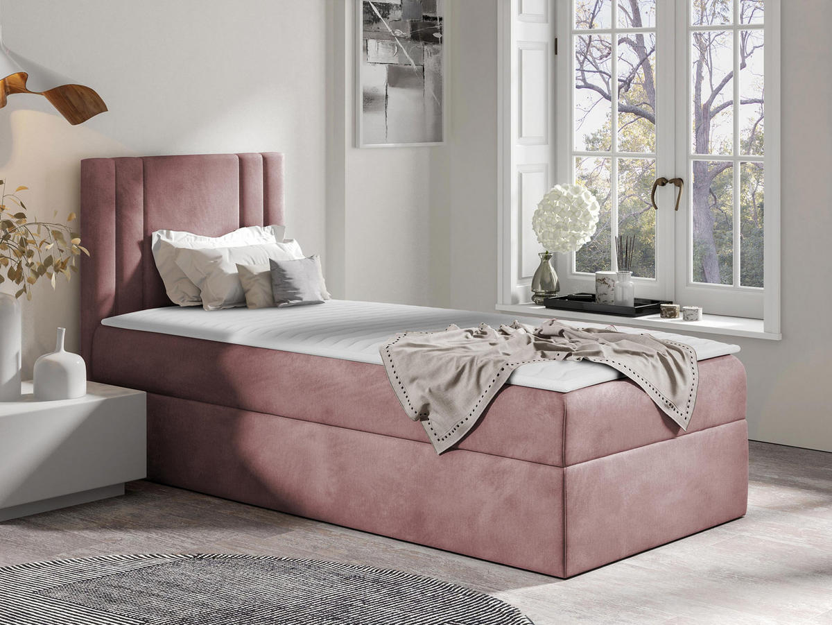 BOXBETT Carmen Mini, Seite zum Öffnen des Bettkastens: Links - Violett, Holz (100/200cm) - MIRJAN24