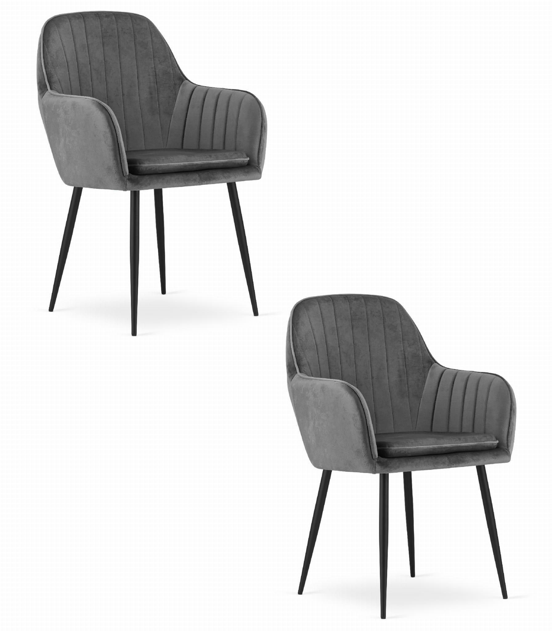 ESSZIMMERSTUHL 2-er Set LUGO dunkelgrauer Sitz, schwarze Beine - Dunkelgrau/Schwarz, Textil (57.5/86.5/56.5cm) - Valora