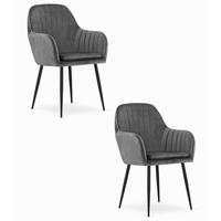ESSZIMMERSTUHL 2-er Set LUGO dunkelgrauer Sitz, schwarze Beine - Dunkelgrau/Schwarz, Textil (57.5/86.5/56.5cm) - Valora
