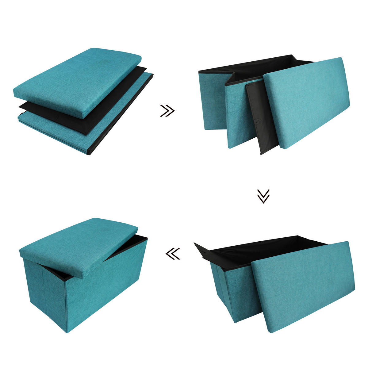 FUSSHOCKER Türkis 38/76/38 cm - Türkis, Textil (38/38/76cm) - Mobili Rebecca