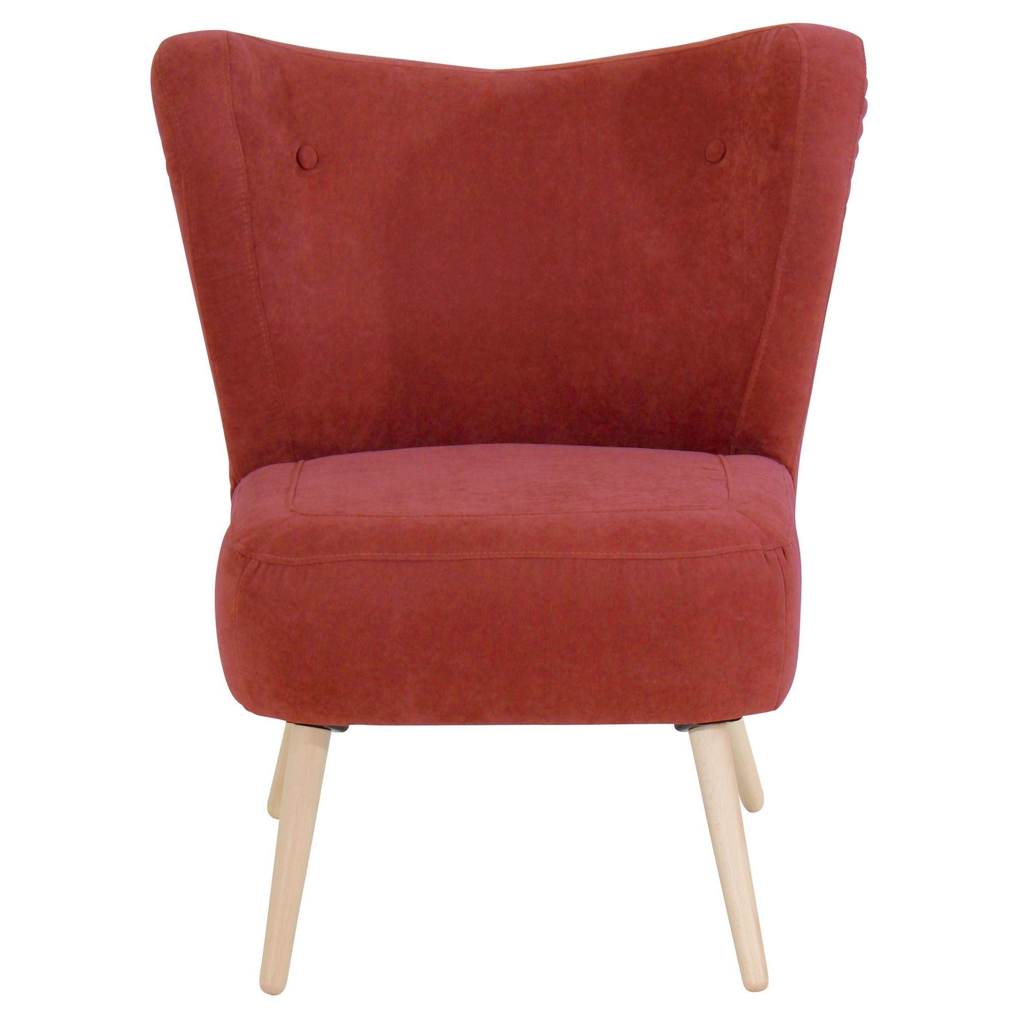 SESSEL Kathy Bezug Veloursstoff Buche natur / terracotta - Rot, Kunststoff (70/86/69cm) - 58aufmkessel