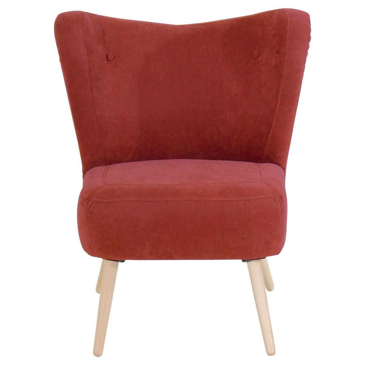 SESSEL Kathy Bezug Veloursstoff Buche natur / terracotta - Rot, Kunststoff (70/86/69cm) - 58aufmkessel
