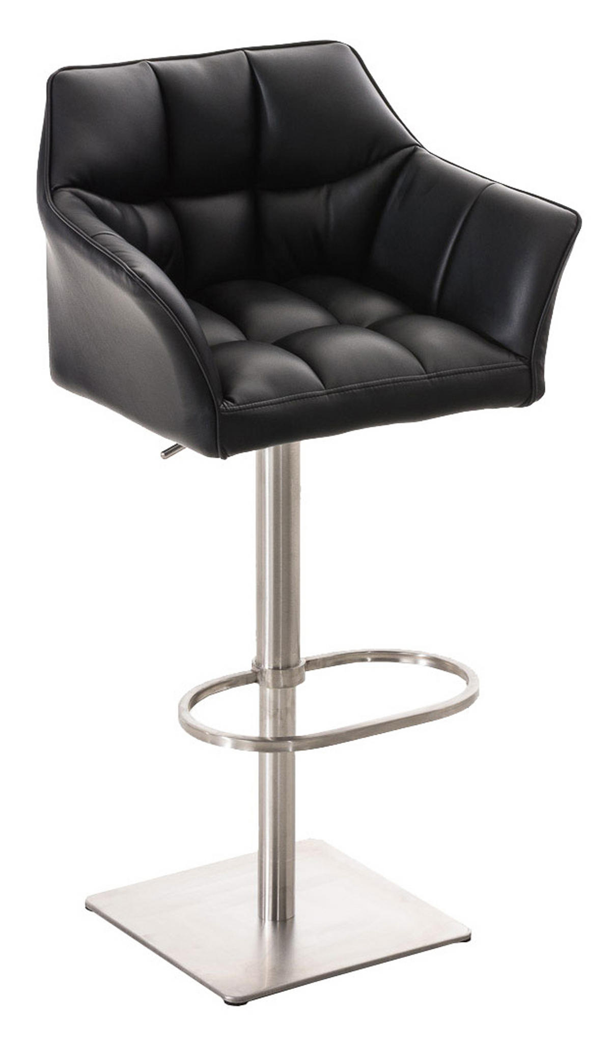 BARHOCKER 2er Set Damaskus Kunstleder edelstahl schwarz - Edelstahlfarben/Schwarz, Kunststoff/Metall (64/110/48cm) - TPFLiving