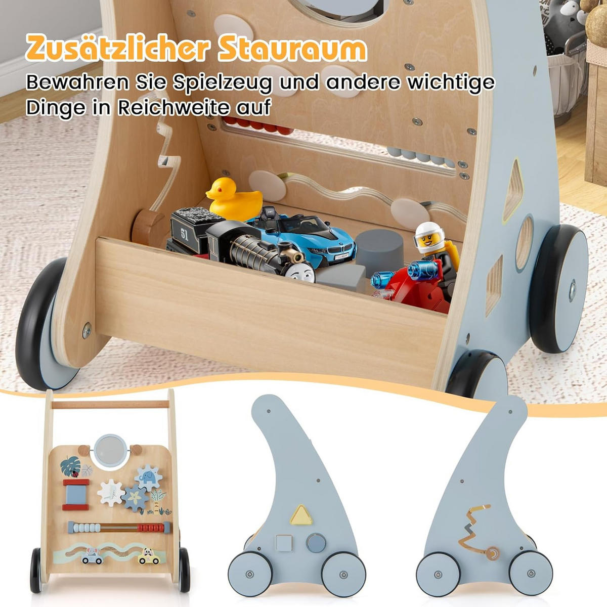 BABY-LAUFLERNHILFE blau - Blau, Holzwerkstoff (31/46/35cm) - COSTWAY