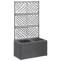 RANKKASTEN aus Rattan ELOT Schwarz 2 Töpfe 58x30x107 cm - Schwarz, Kunststoff (58/107/30cm) - DELUKE