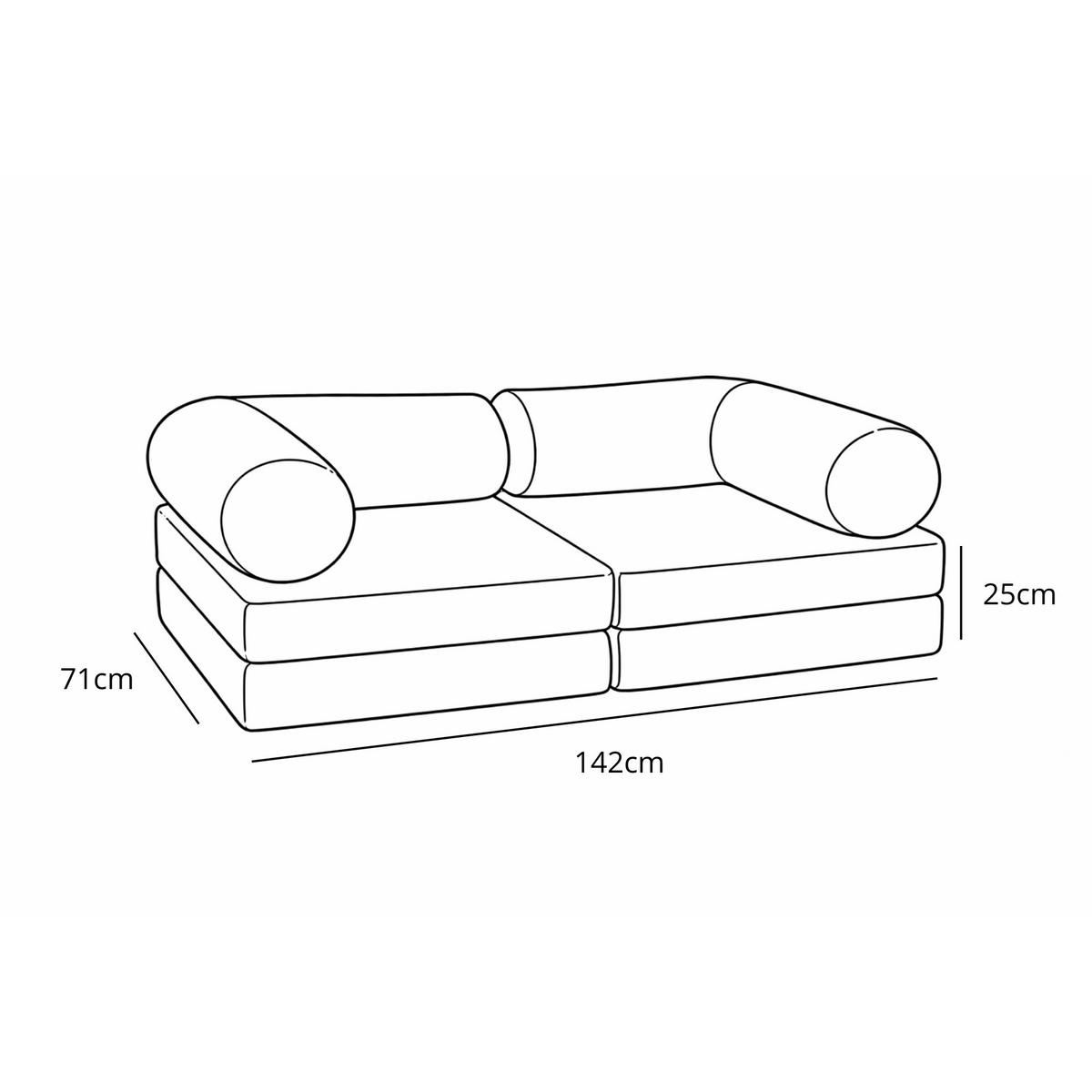 MODULARES Kindersofa Giraffe – weiches Spielsofa zum Spielen und Entspannen - Braun, Textil (142/25/71cm) - Bees & Blooms