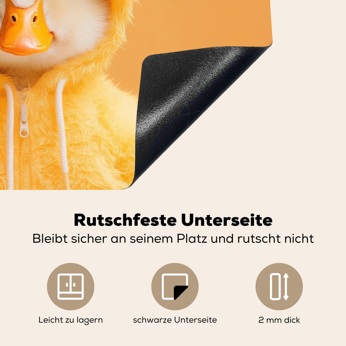 HERDABDECKPLATTE Osterhase - Kostüm - Ente Abdeckung Ceranfeld 57.6x51.6 cm - Gelb, Kunststoff (57.6/51.6/0.2cm) - MuchoWow