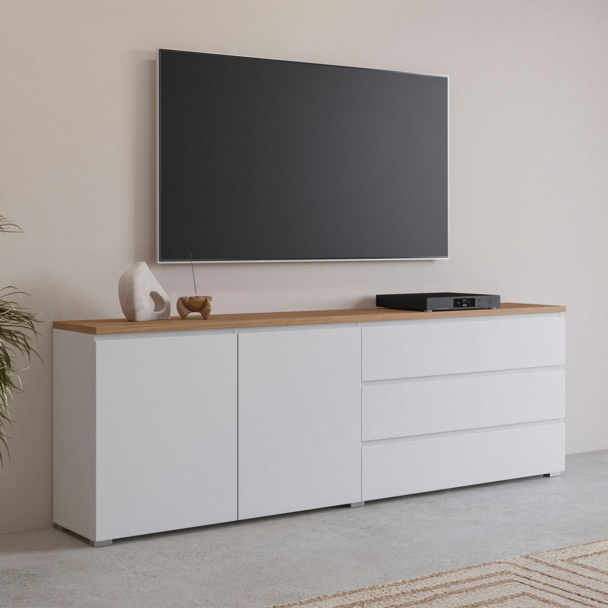 SIDEBOARD Liko Weiß und Holz - Weiß, Holzwerkstoff (200/67.9/34.5cm) - Petits-meubles