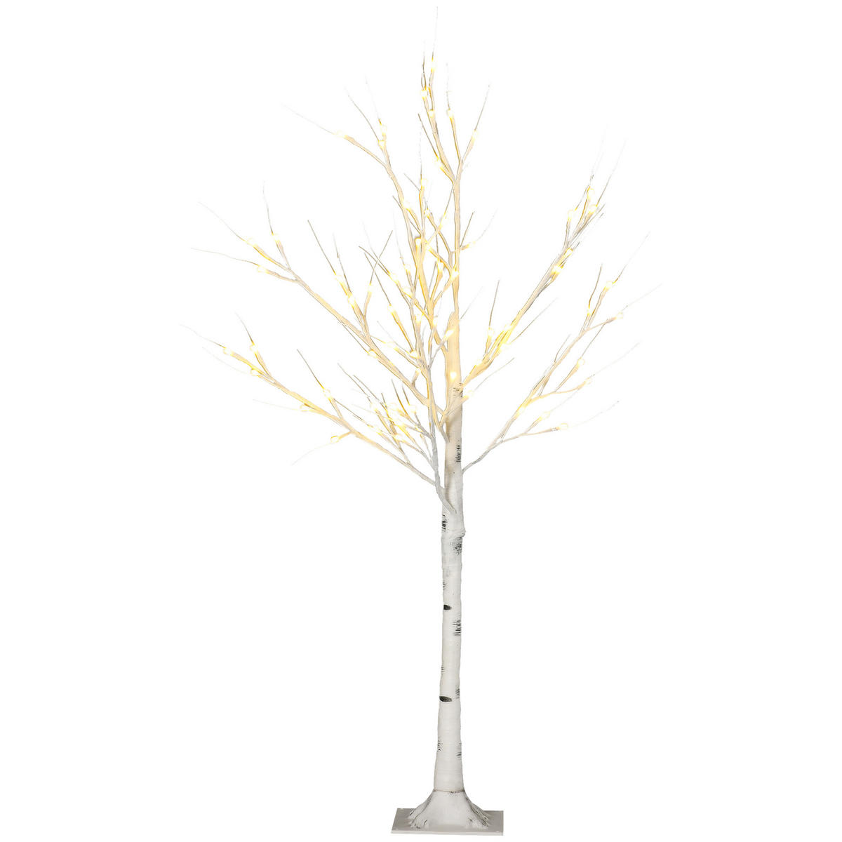 120 cm Kunstbirke Kunstbaum mit LED-Beleuchtung für Weihnachten Ostern Warmweiß - Weiß, Kunststoff (17/17/120cm) - HOMCOM