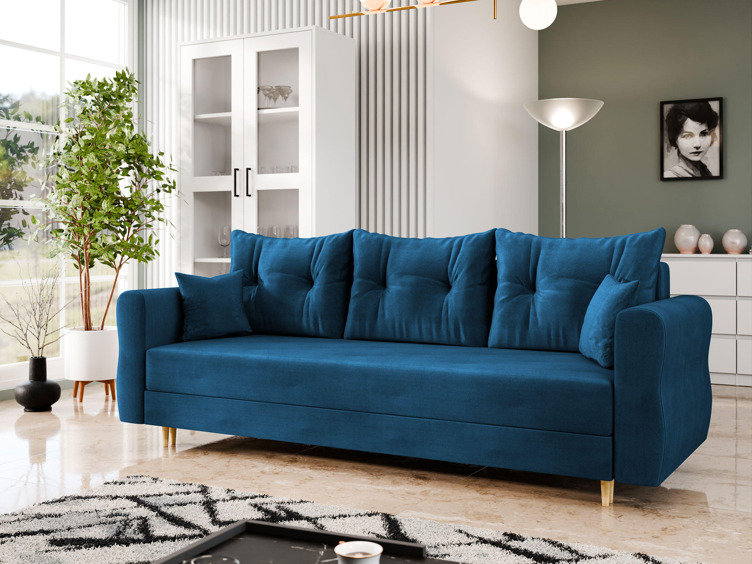 SCHLAFSOFA Zako S 3 - Blau/Naturfarben, Holz/Textil (231/85/77cm) - MIRJAN24