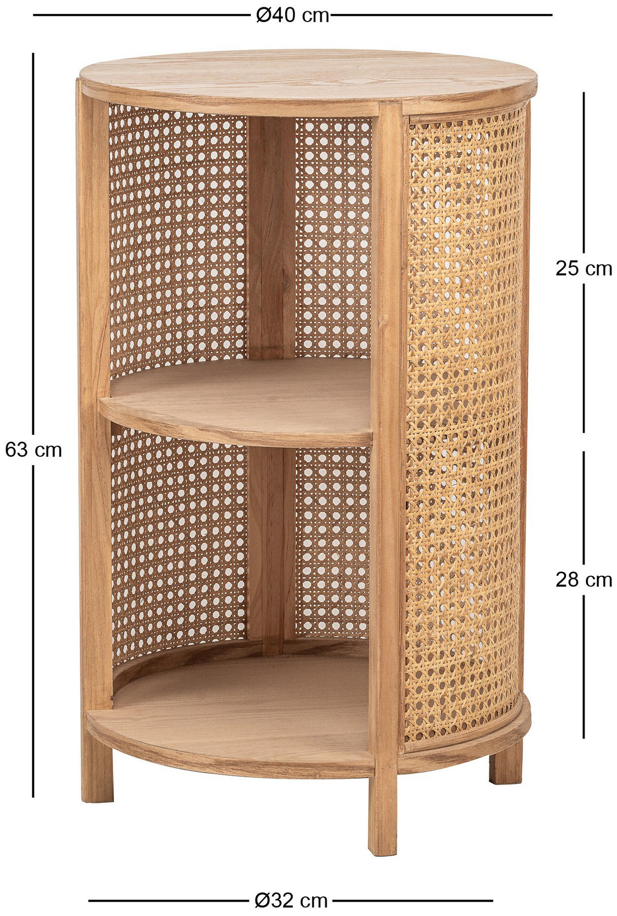 NACHTTISCH Rund Braun 40 x 40 x 63 cm - Braun, Holz (40/63/40cm) - Nordlys