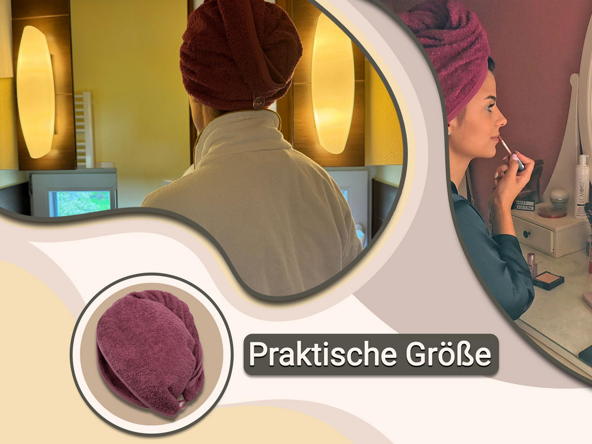 HAARTURBAN, 23x64 cm, 100% Baumwolle, Rot - Brombeere, Textil (23/64cm) - Zollner