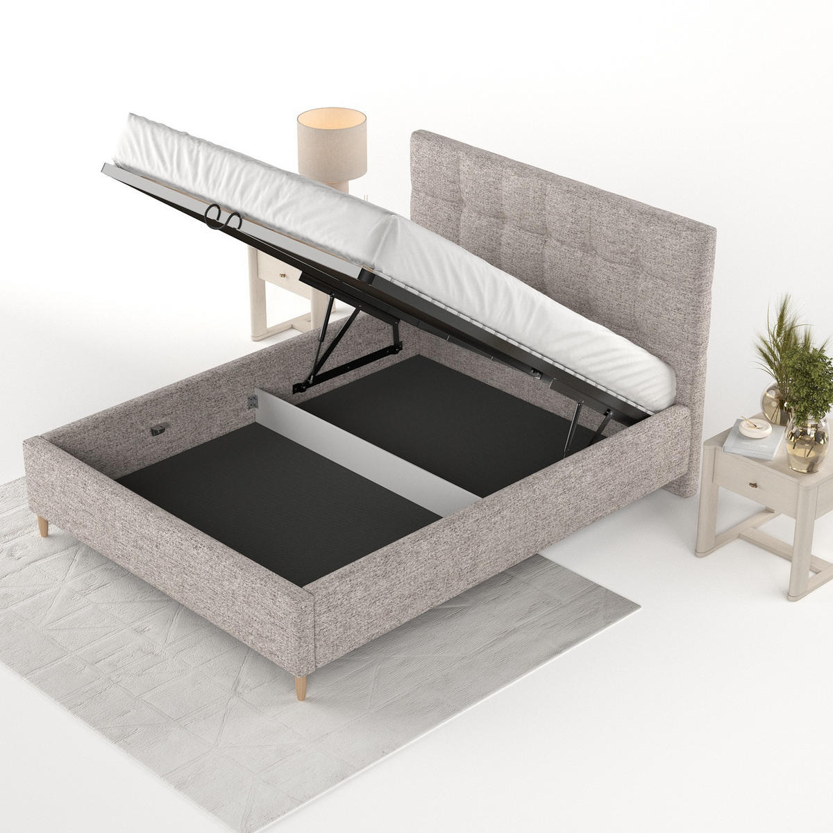 POLSTERBETT Cora 140/200 cm Beige im Neve Stoff - Beige/Naturfarben, Holz/Holzwerkstoff (140/200cm) - AltaBeds