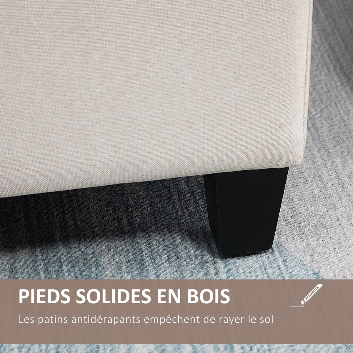 TRUHENBANK DE-16415 mit Knopfheftung und Stauraum Weiß - Weiß, Textil (100/44/40cm) - ComfortXL