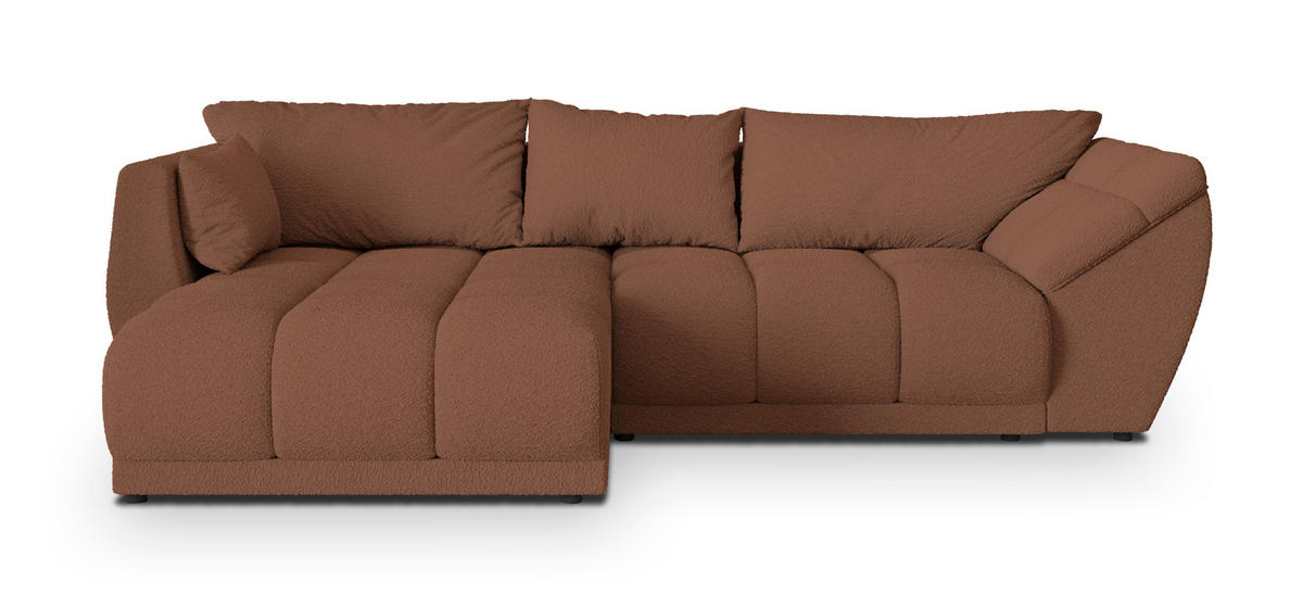 ECKSOFA ORENTI L-S Kupferfarben Boucle-Stoff mit Schlaffunktion - Kupferfarben, Holz (287/182cm) - MASSENO