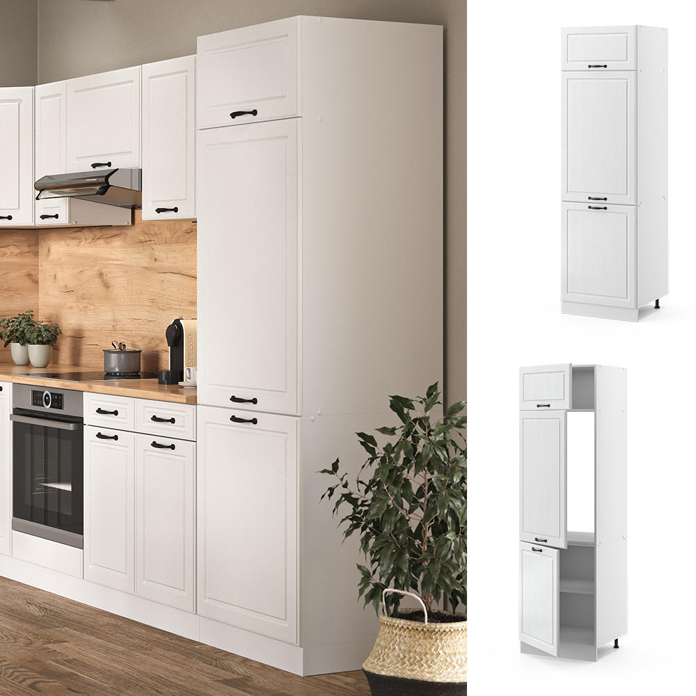 KÜHLUMBAUSCHRANK R-Line Weiß Landhaus 60 cm - Weiß, Holzwerkstoff (60/206.8/57.2cm) - Vicco