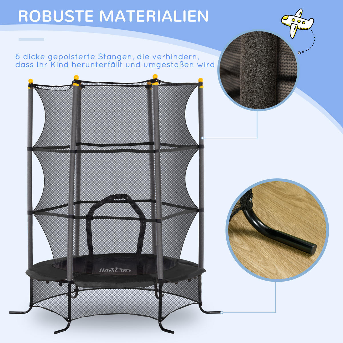 KINDERTRAMPOLIN - Schwarz, Kunststoff/Metall (163/163cm) - HOMCOM