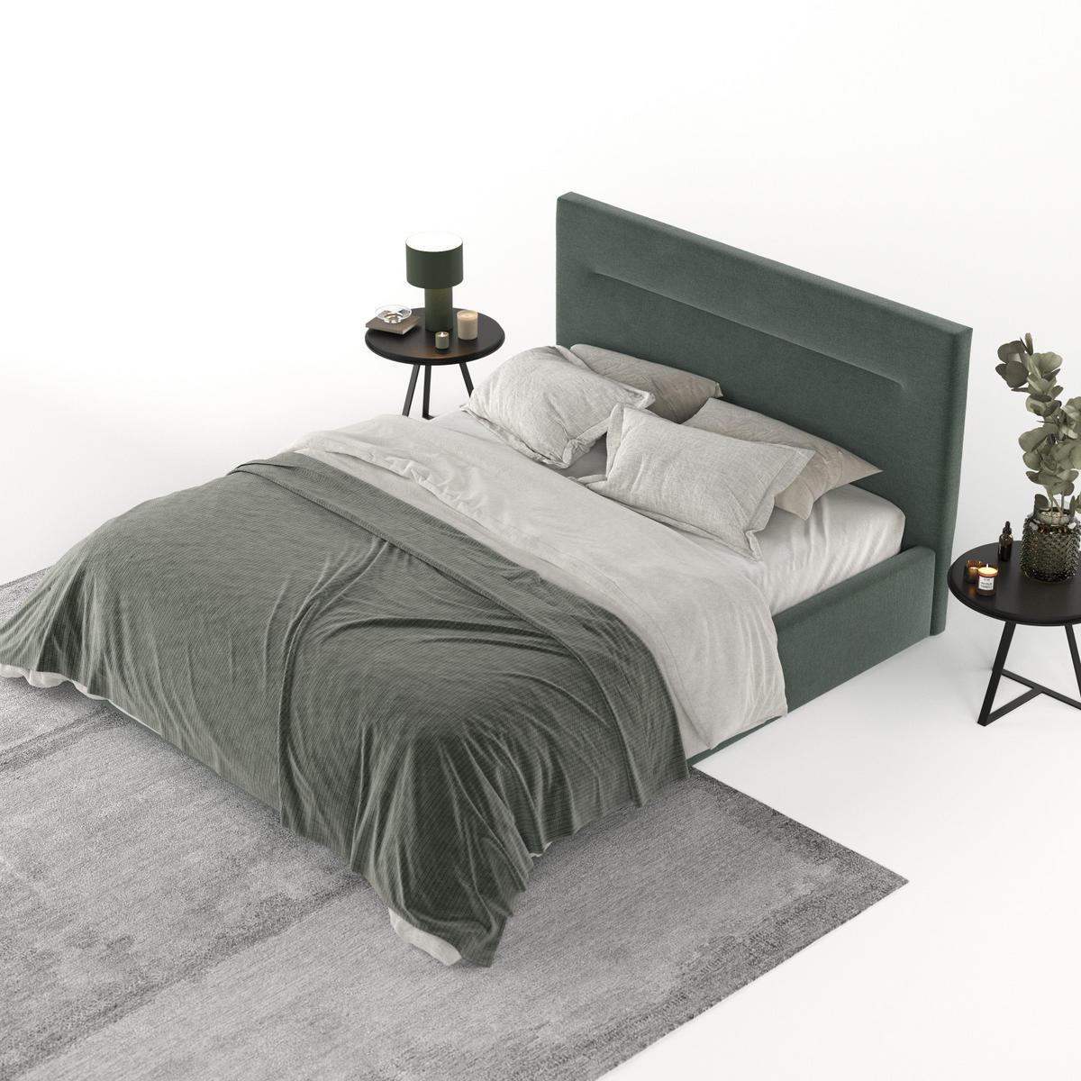 POLSTERBETT Liline 180/200 cm Grün im Asti Stoff - Schwarz/Naturfarben, Holz/Holzwerkstoff (180/200cm) - AltaBeds