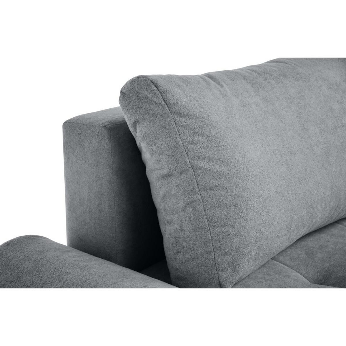 WOHNLANDSCHAFT Costa U Dunkelgrau, Velours - Dunkelgrau/Schwarz, Kunststoff/Textil (367/80/169cm) - Beautysofa