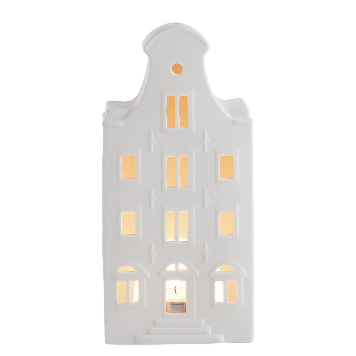 TEELICHTHAUS Amsterdam - Weiß, Keramik (21cm) - Butlers