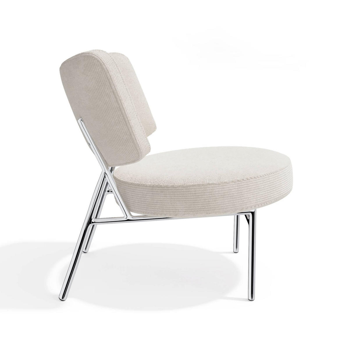 SESSEL Gerippter Samt 60cm - Creme, Textil (60/70/71cm) - Sia Home