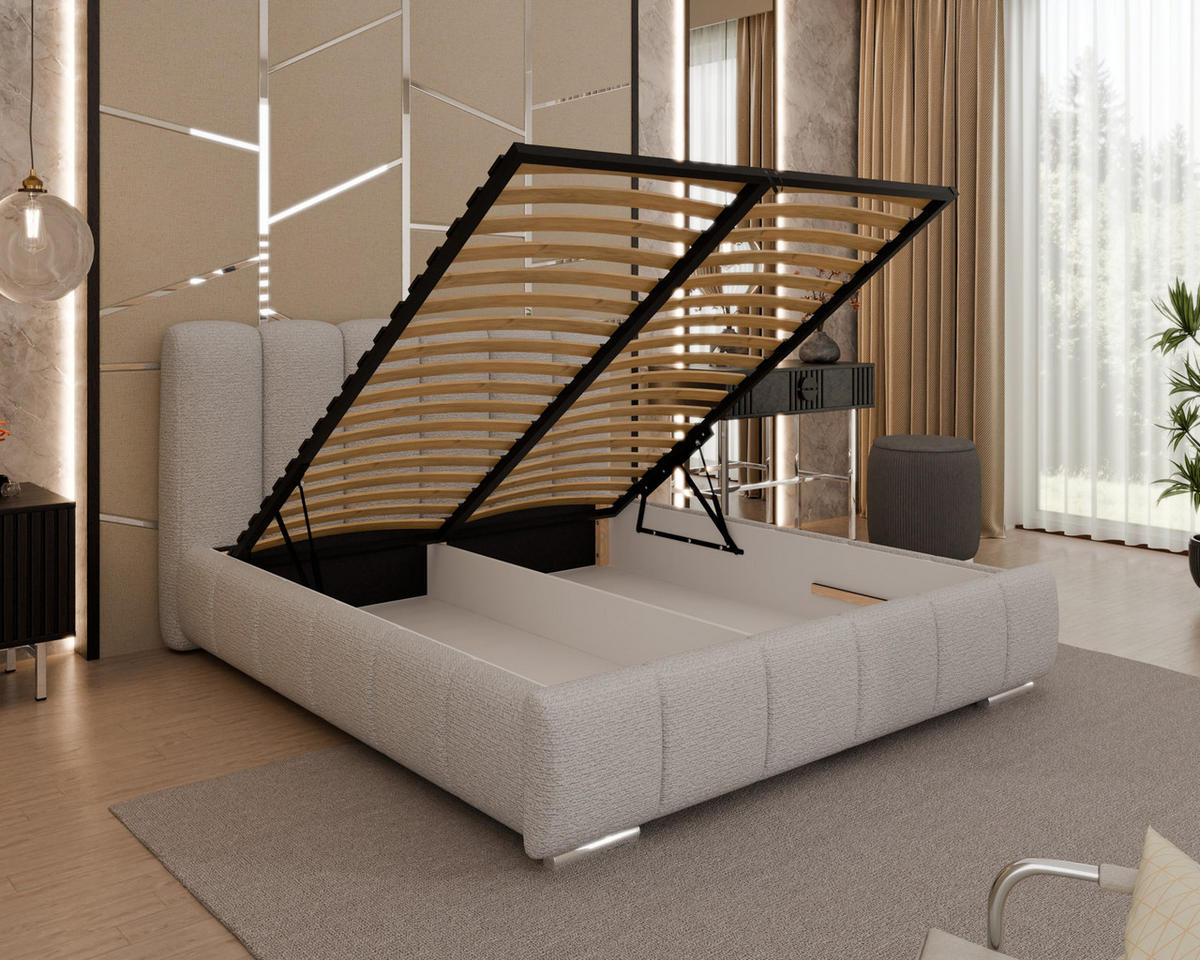 POLSTERBETT Zaira 160x200cm – Elegantes Polsterbett für modernen Wohnstil , ohne matratze, Sandfarben - Sandfarben, Holz (140/200cm) - Homesy