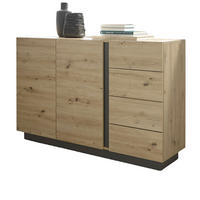 SIDEBOARD Eiche Artisan, Graphit grau 138 cm, Kommode mit Schubladen - Eiche Artisan/Grau, Holz/Holzwerkstoff (138/91/40cm) - Furn.Design