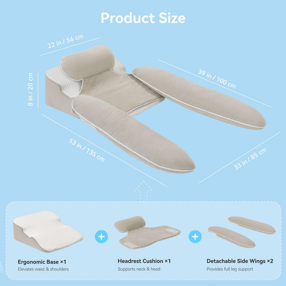 SEITENSCHLÄFERKISSEN Keilförmiges - Beige, Textil (73/135cm) - Vercart