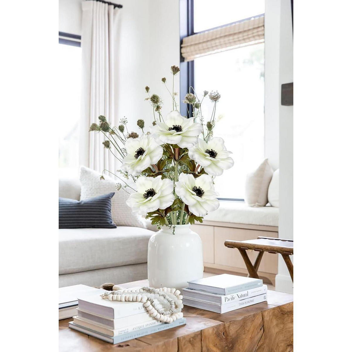 KUNSTBLUMEN 5er Set Anemonen Weiß 53 cm jetzt nur online ➤