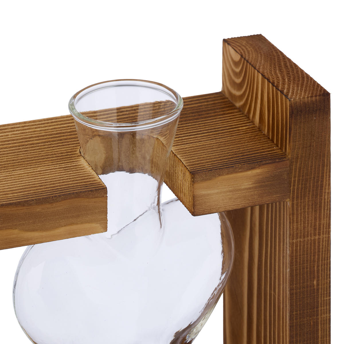 REAGENZGLAS-VASE - Multicolor, Glas/Holz (13cm) - Relaxdays