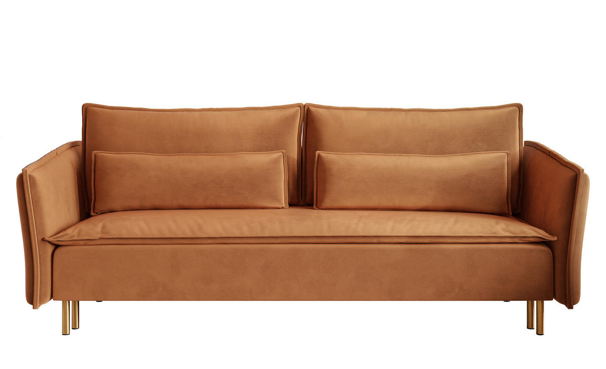 SCHLAFSOFA Ummo Kupferbraun Velours - Goldfarben/Kupferfarben, Textil/Metall (230/88/90cm) - Selsey