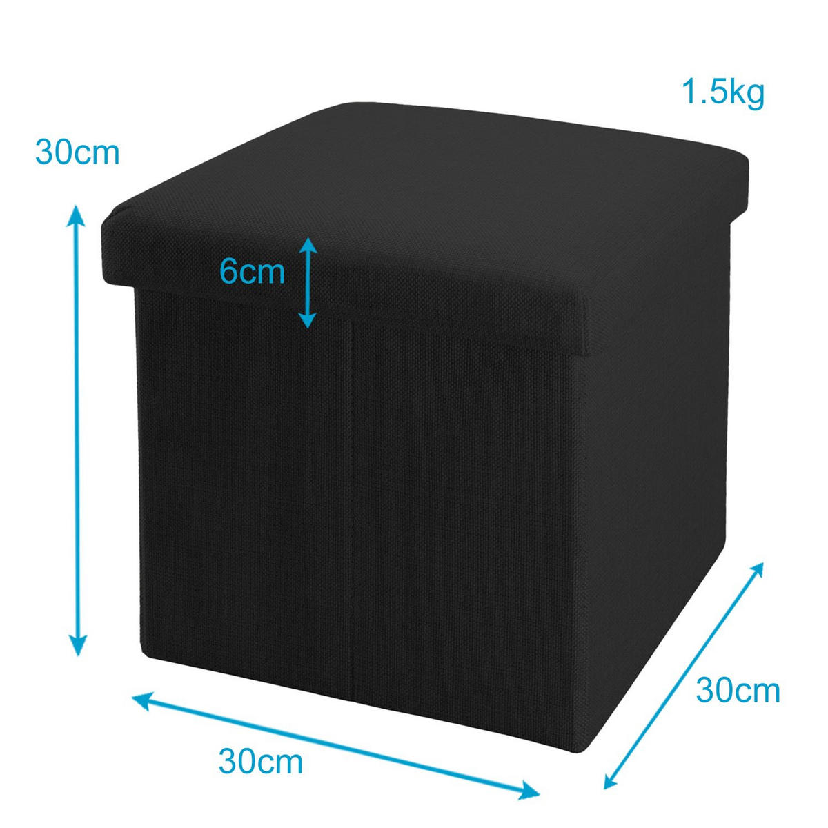SITZBOX Faltbar 30/30/30 cm (Schwarz) - Schwarz, Textil (30/30/30cm) - Intirilife