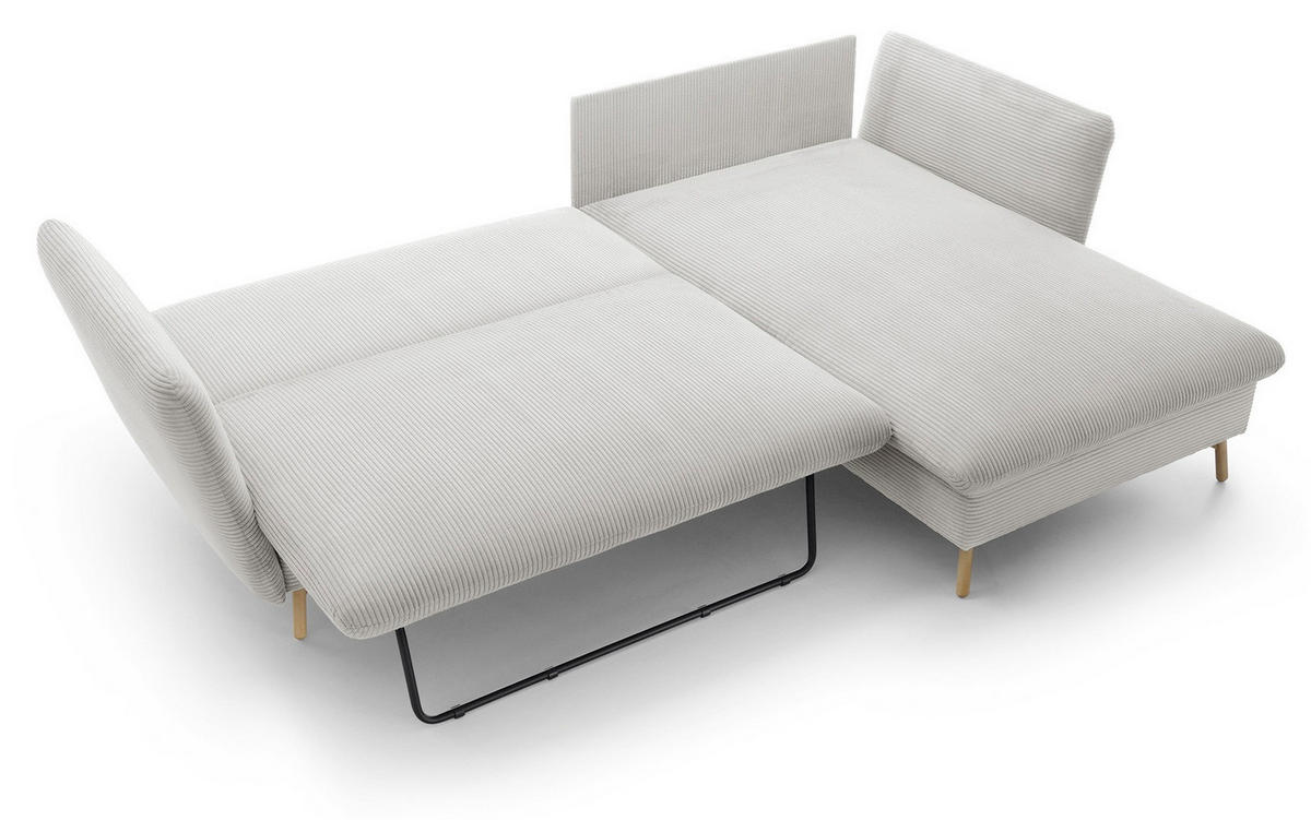 ECKSOFA Savona L-Form 260 cm, Cordstoff, Rechts, Vanille - Ecru, Holz (167/258cm) - Emporius