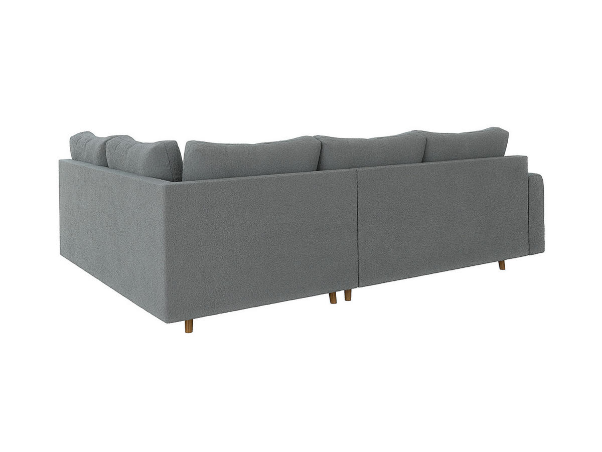 ECKSOFA Henrik Grau Boucle - Ottomane rechts - Braun/Grau, Holz/Textil (231/161cm) - S-Style Möbel