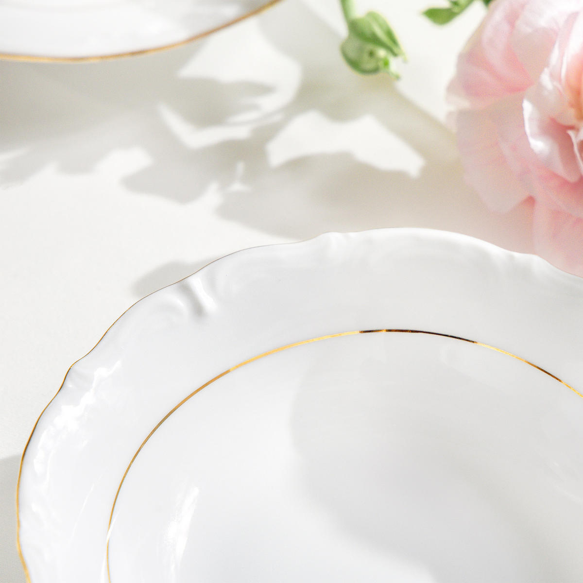 SALATSCHÜSSEL Chodziez MARIA TERESA Porzellan mit Goldrand, Weiß / Gold - Goldfarben/Weiß, Keramik (15cm) - KONSIMO®