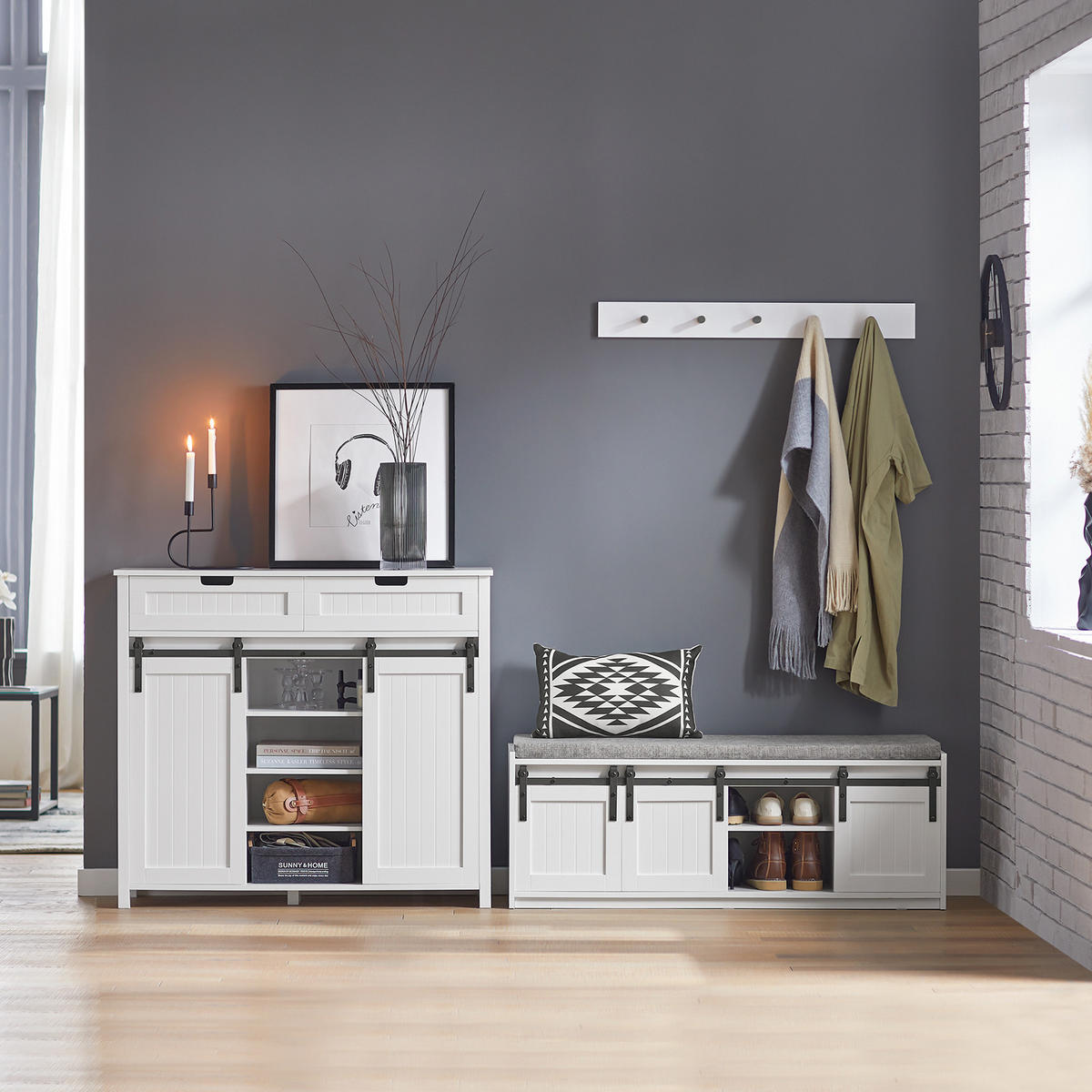 SIDEBOARD Weiß - Weiß, Holzwerkstoff (104/93/35cm) - SoBuy