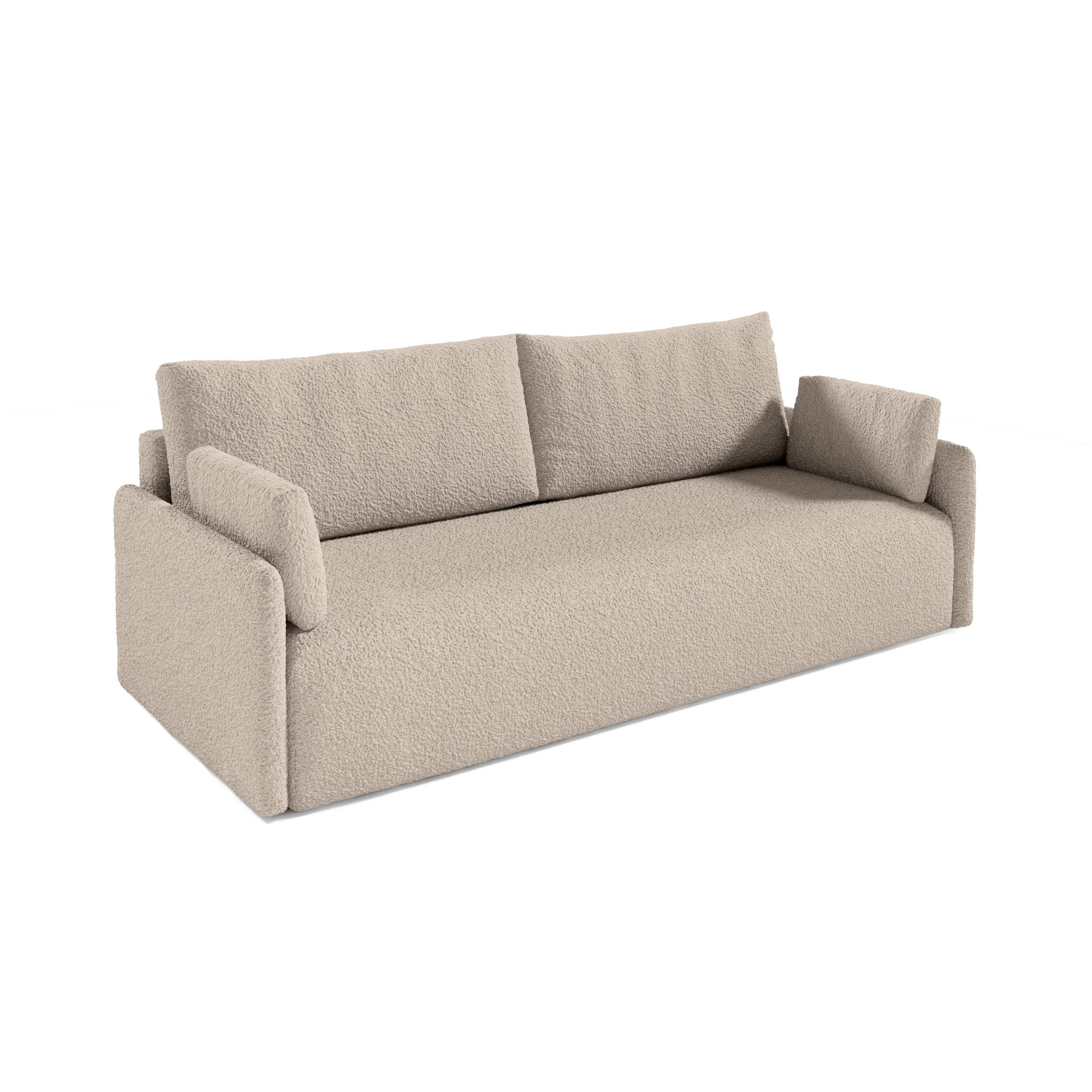 SOFA aus Bouclé-Stoff Femmo 4 Sitzer, Beige - Hellbraun, Textil (86/91/205cm) - Fedve