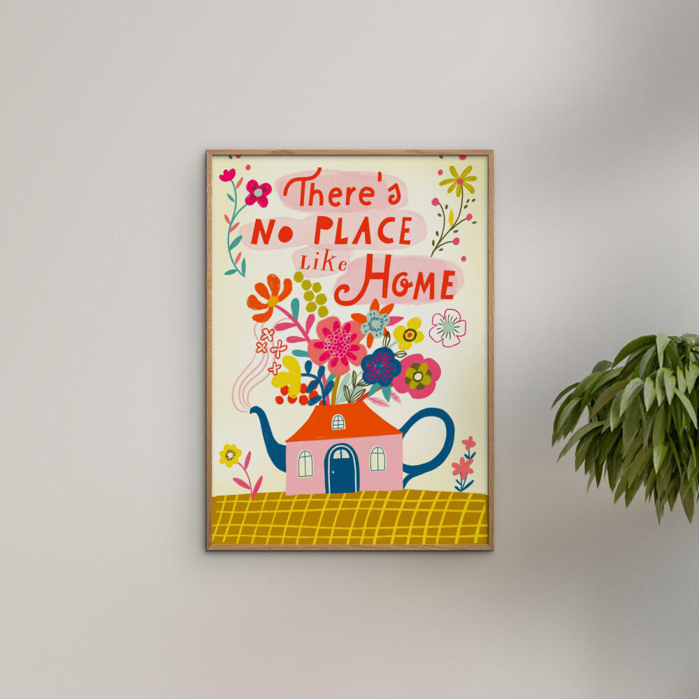 POSTER mit Rahmen Affordable Art Prints x Uta Krogmann - No Place like Home - Eichefarben/Multicolor, Holz/Papier (50/70cm) - Poster&Frame