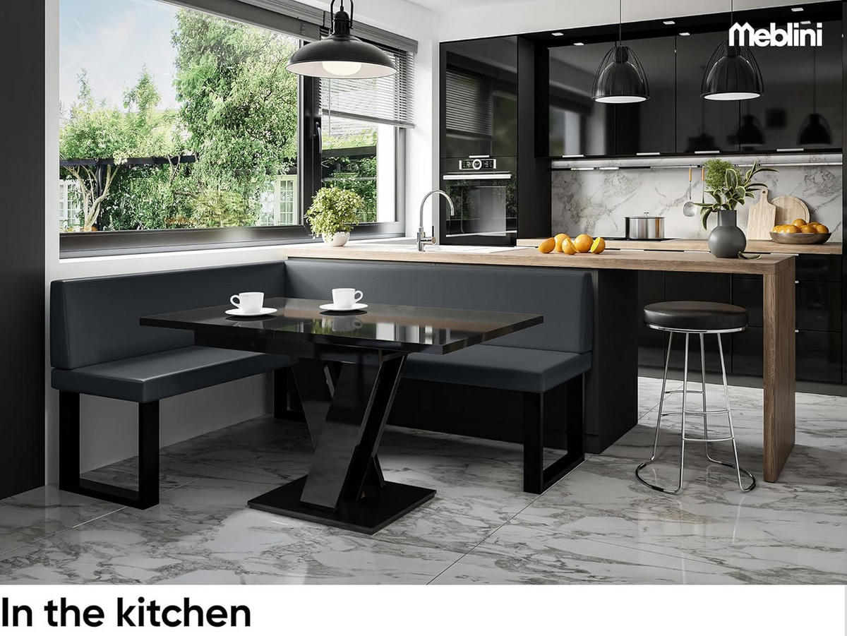 ECKBANK TONI_U - Dunkelgrau, Leder (128/168cm) - Meblini