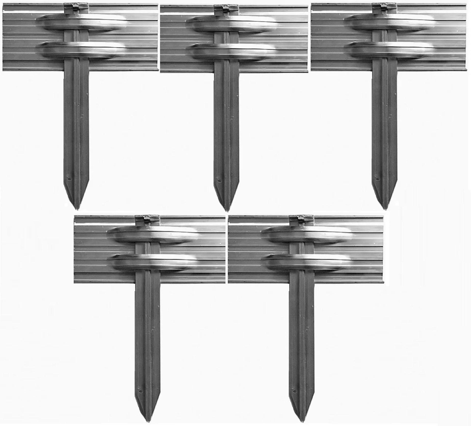5ER Set Erdanker für Ultra Starke Alu Rasenkanten | Bodenanker Erdnägel - Alufarben, Metall (1/1/1cm) - Green-Split