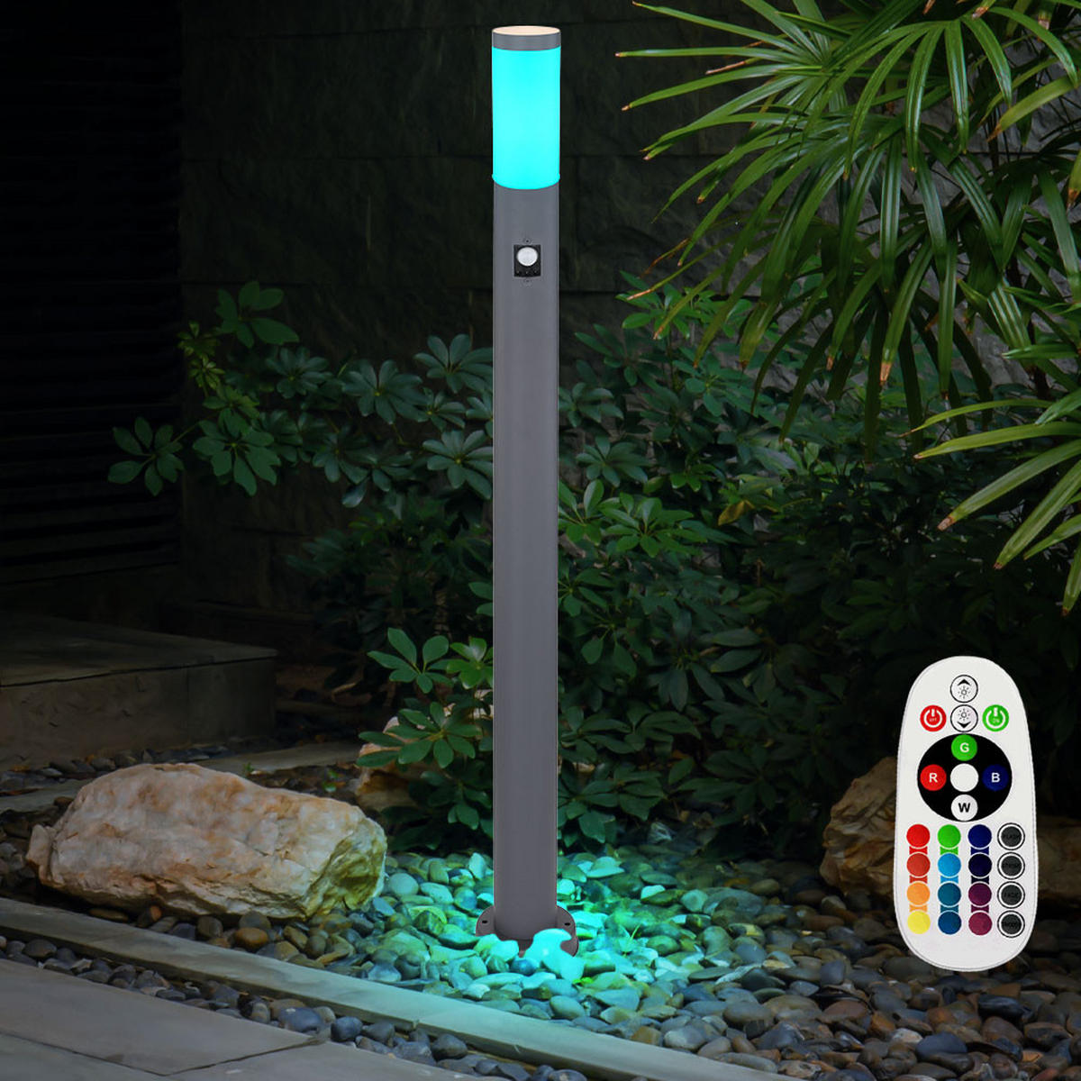 LED STEHLEUCHTE Edelstahl Anthrazit - Anthrazit, Metall (7.6/11/110cm) - Globo Lighting