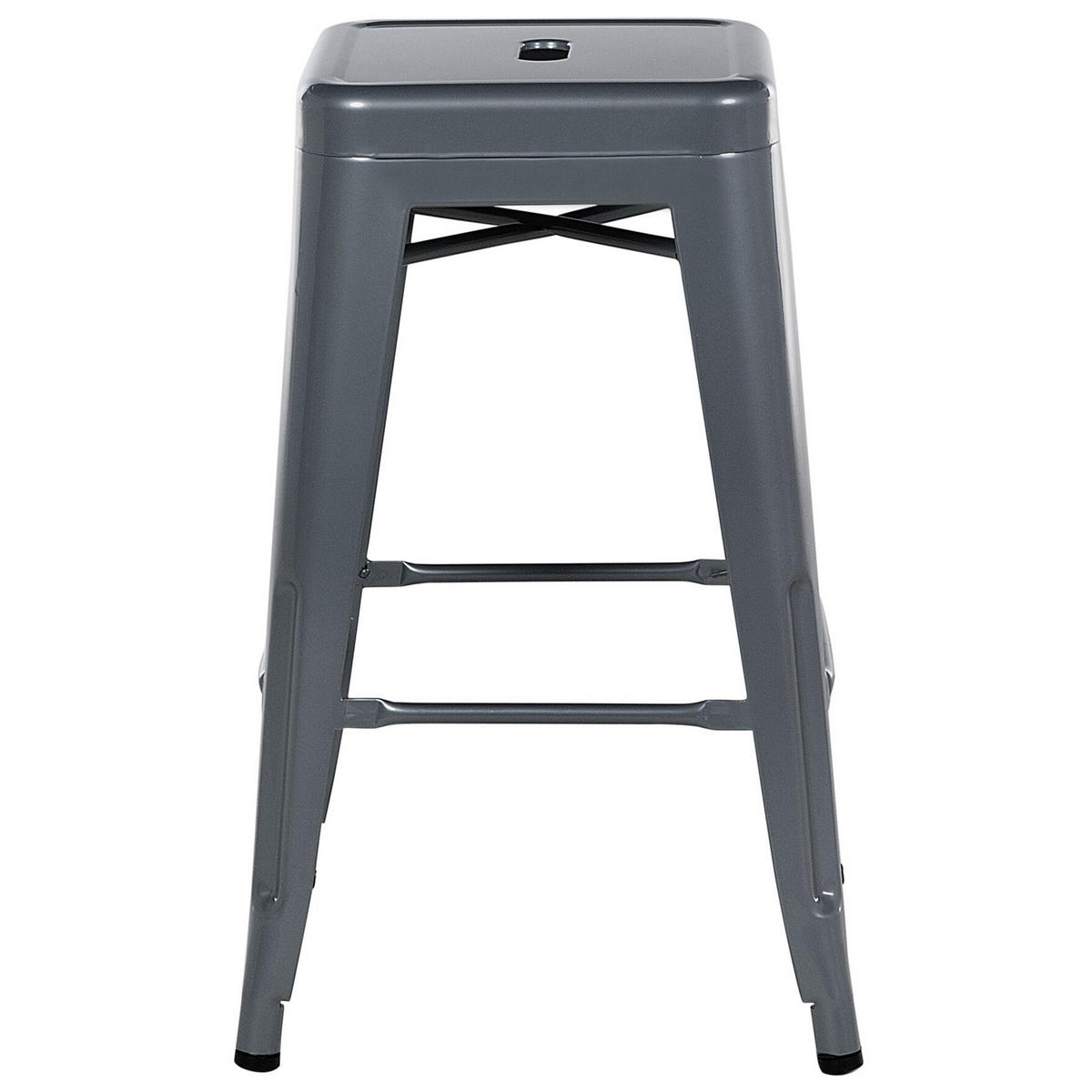 HOCKER 2er-Set Metall Grau Cabrillo - Grau, Metall (40/60/40cm) - Beliani