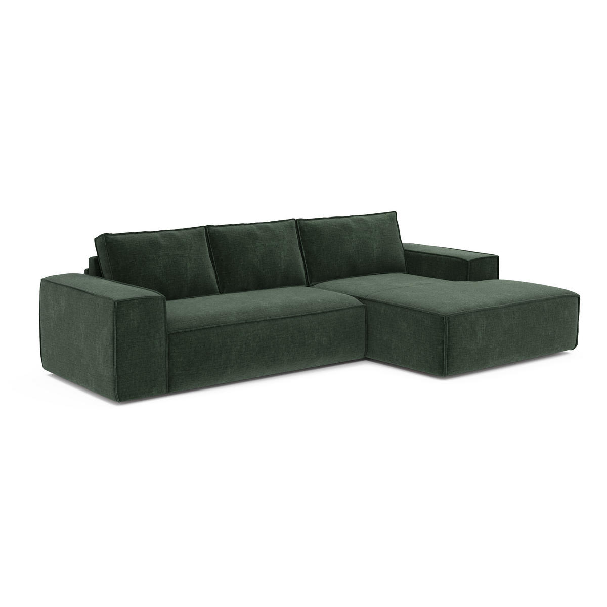 ECKSOFA RECHTS Samt Smaragdgrün 302cm - Smaragdgrün, Textil (302/165cm) - Sia Home