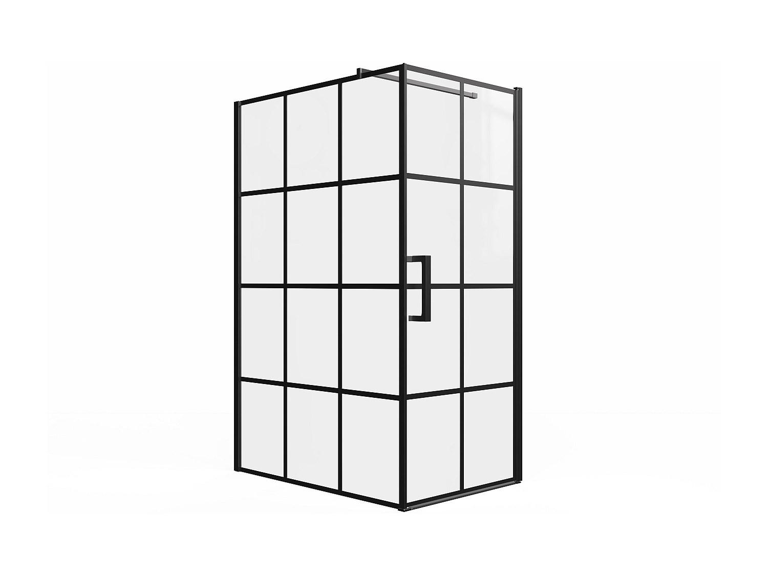 DUSCHWAND - 120cm x 80cm - Aluminium - schwarz - CAPARICA - Schwarz, Metall (120/190cm) - Vente-Unique