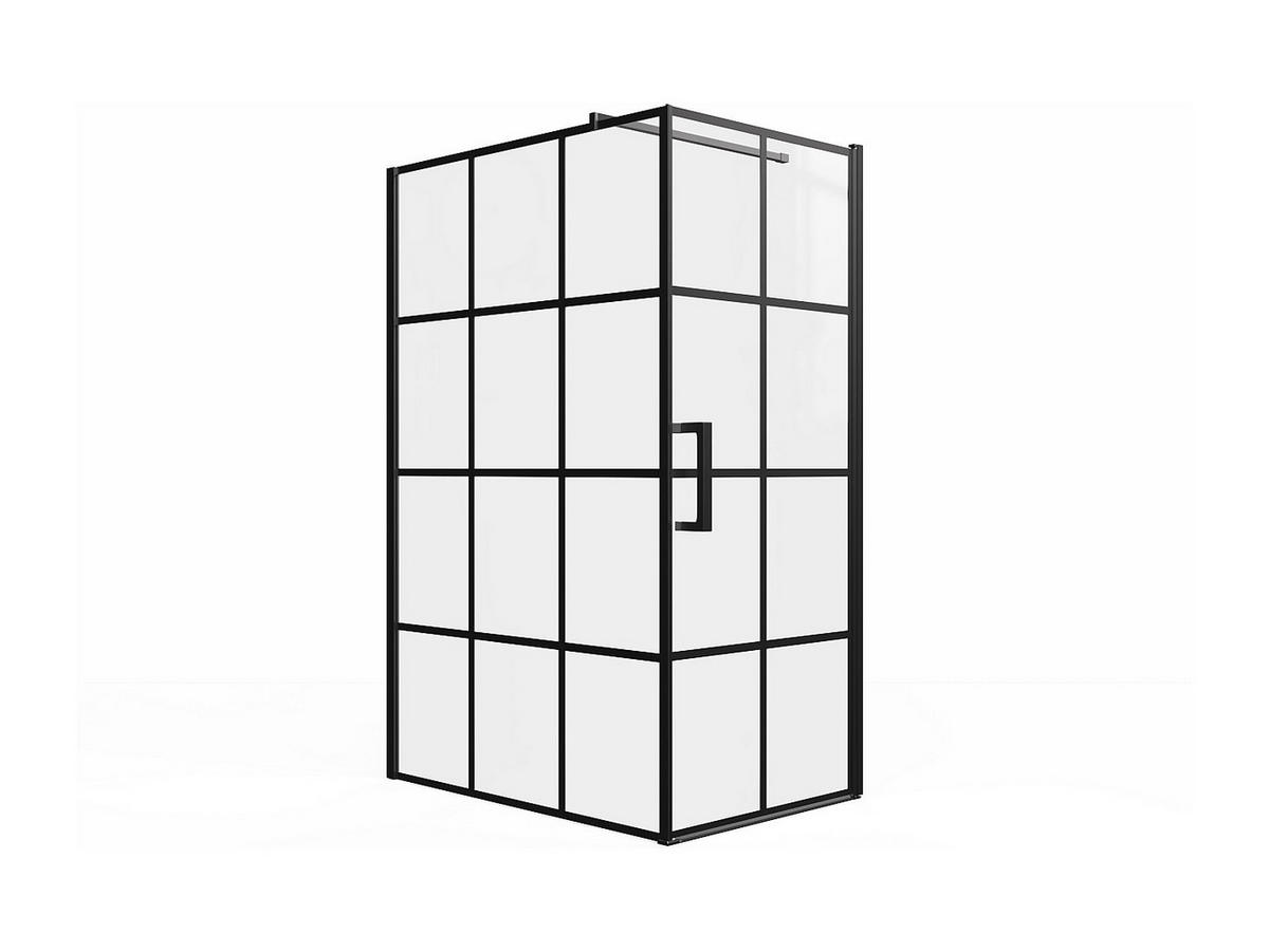 DUSCHWAND - 120cm x 80cm - Aluminium - schwarz - CAPARICA - Schwarz, Metall (120/190cm) - Vente-Unique