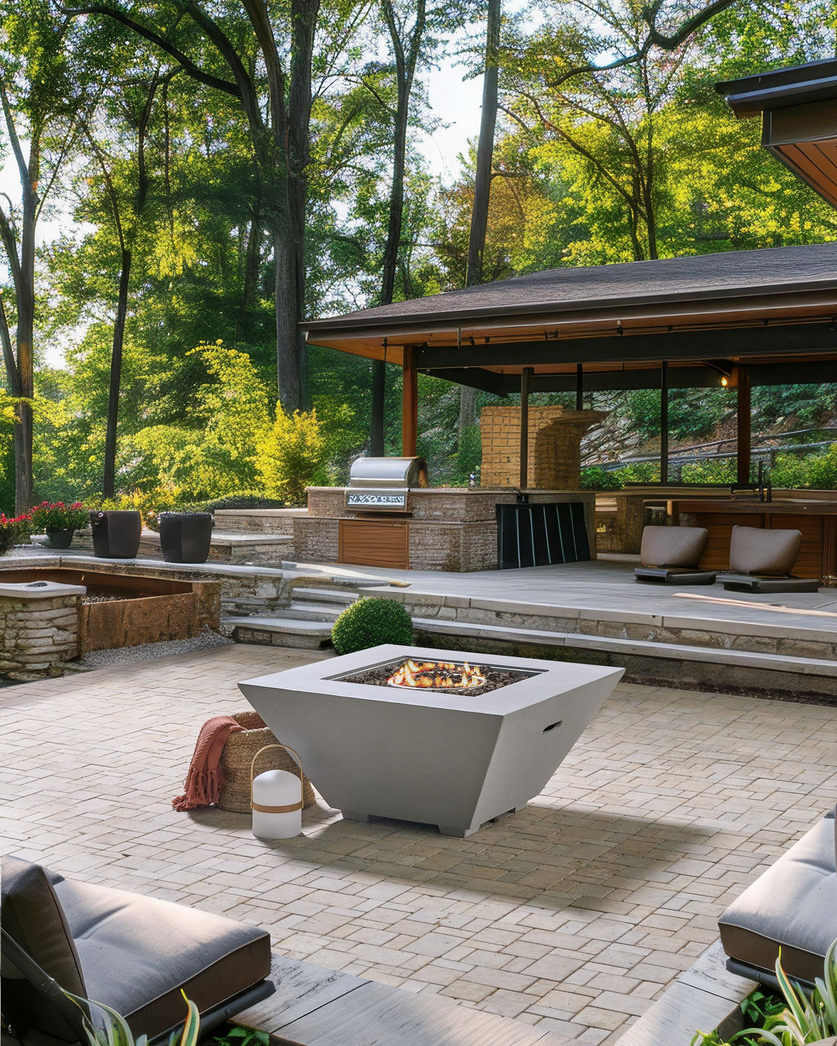 FEUERSTELLE Grau Katmai - Grau, Stein (86/42/86cm) - Beliani