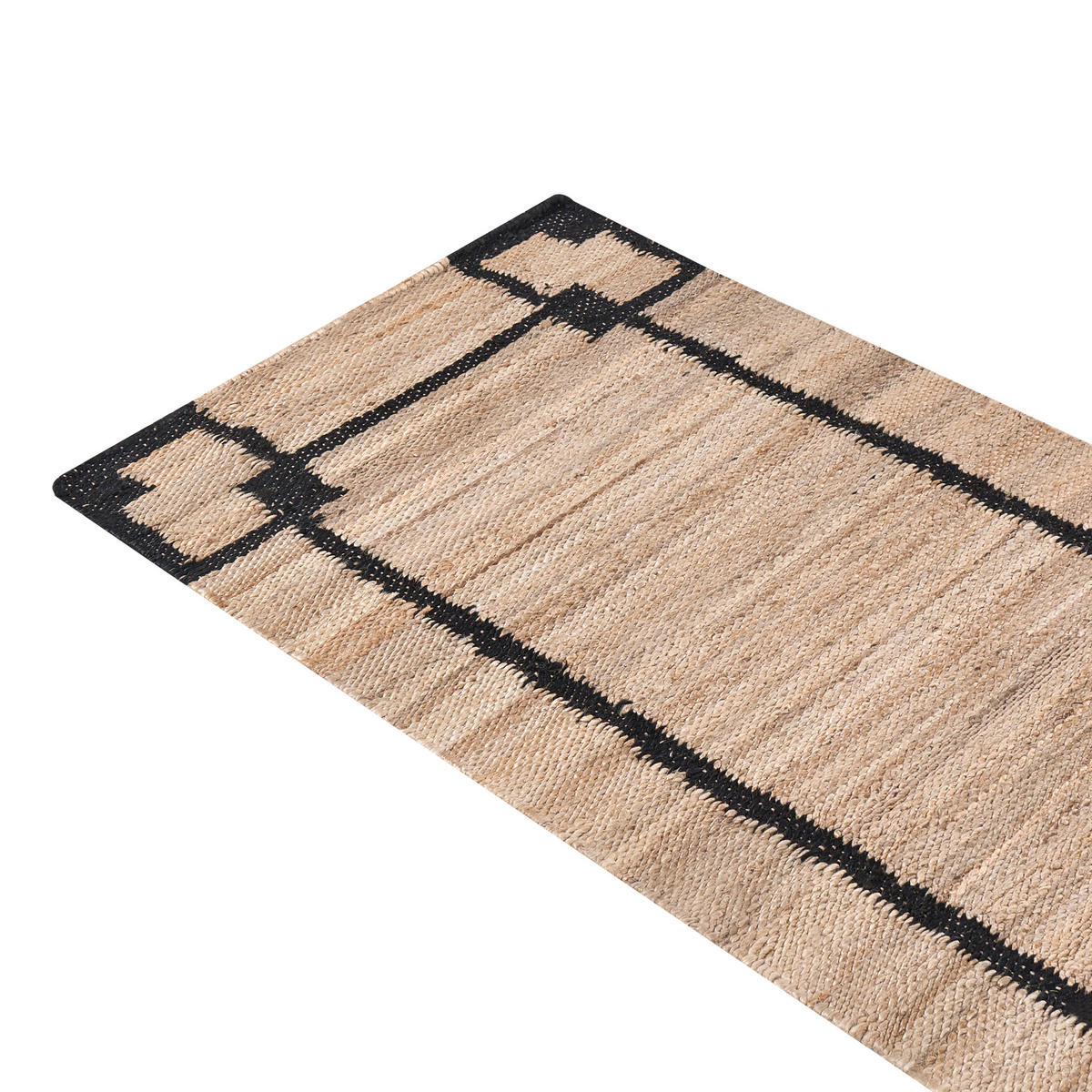 MATTA svart/beige 80/300 cm jute Gondia - Beige, Textil (80/300cm) - Beliani