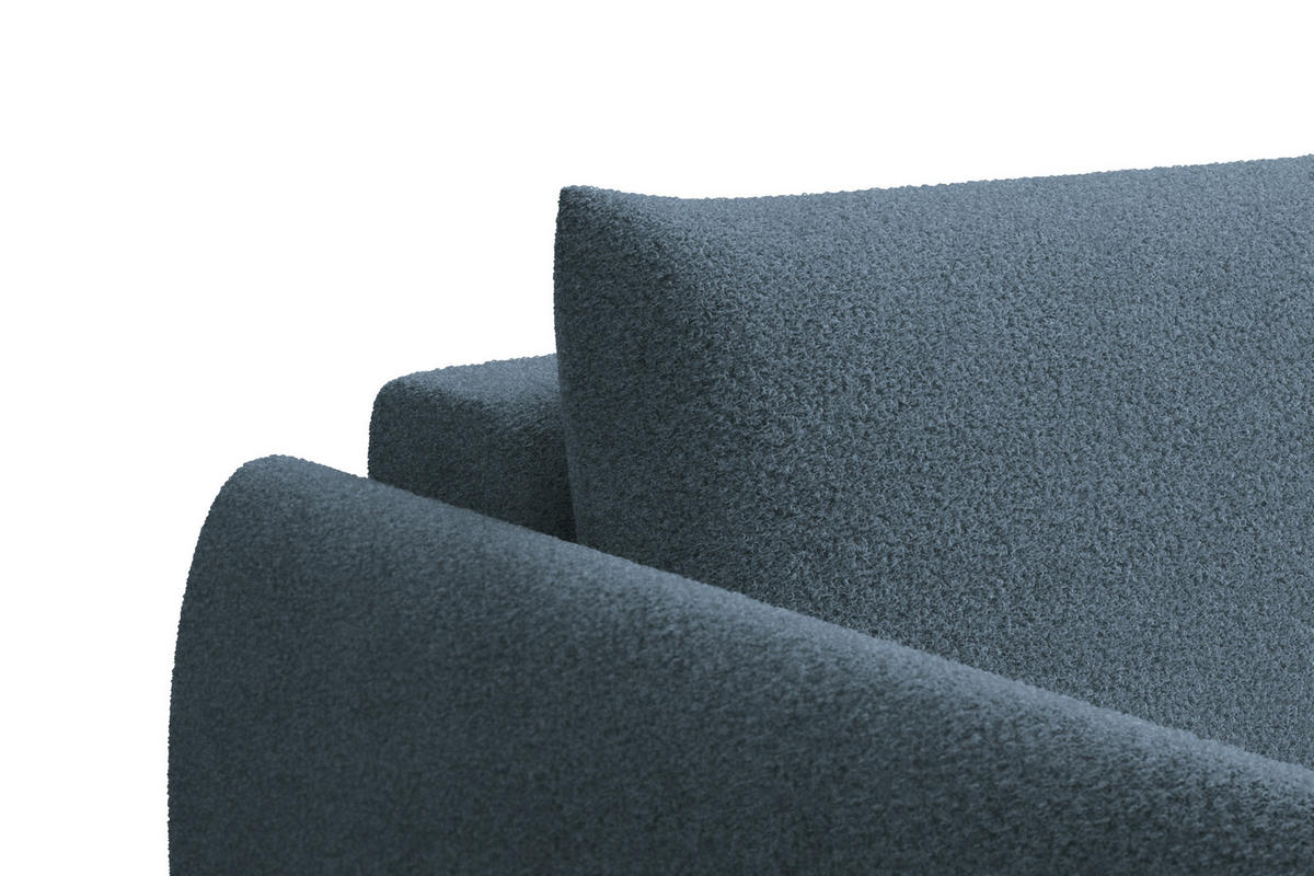 ECKSOFA TAUER 3-Sitzer RECHTS, Bouclé-Stoff blau - Blau/Schwarz, Holz/Textil (206/173cm) - Courtois Laville