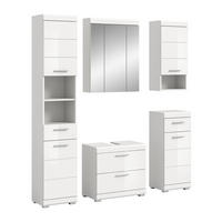 BADKOMBINATION 5tlg. Scout Bad in weiß Nachbildung und weiß hochglanz B/H/T: 164x191x34 cm - Weiß, Holz (164/191/37cm)
